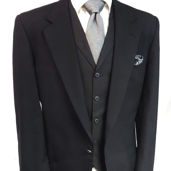 Burberry Other - Vtg. Burberry Black 100% Wool Blazer 48L